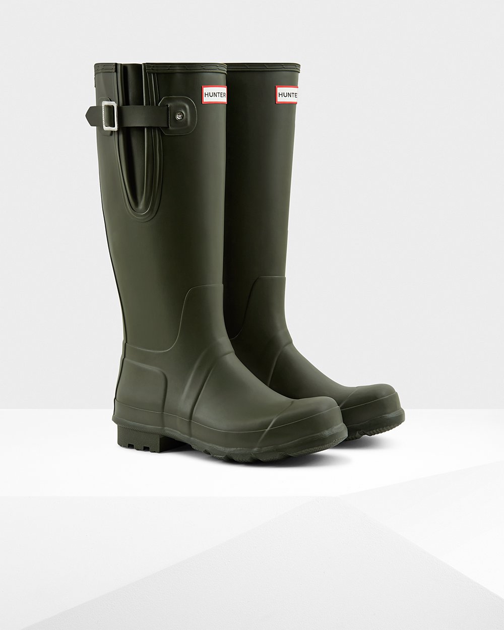 Hunter Original Side Adjustable Tall Rain Boots - Sale Online Mens Dark Olive - RQZKGI064